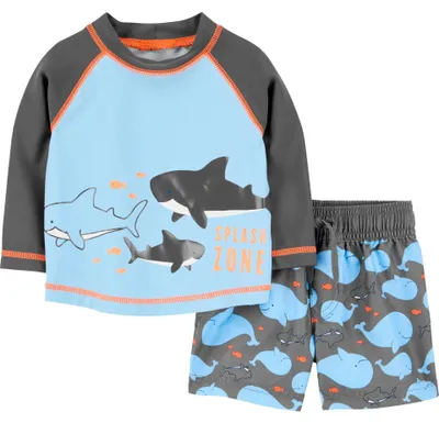 Produktbild von Simple Joys by Carter's Baby Jungen Swimsuit Trunk and Rashguard Rash-Guard-Set,