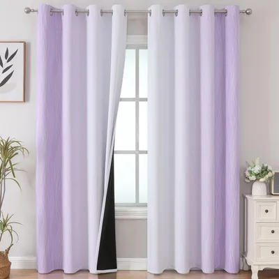 Immagine prodotto di Tende sfumate, colore viola-bianco, set da 2, dimensioni 244x132 cm