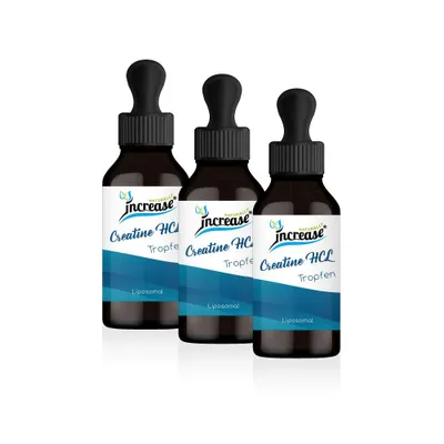 Produktbild von Nimm 3, zahl 2 Aktion Liposomale Creatine HCL Tropfen hochdosiert - 5000mg Creatine HCL pro Tag (450.000mg Creatine HCL in 3 Flaschen) - Keto MCT Öl
