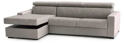 Produktbild von Schlafsofa Daasho, Ecksofa, 100%  Italy, Sofa mit Drehöffnung, mit linker Behälterhalbinsel, mit Standard-Armlehnen, Cm 280x95h85, Turteltaube