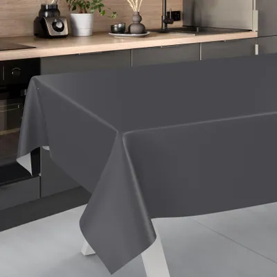 Produktbild von Tischdecke Textil-Optik UNI Anthrazit 180x120cm Schnittkante Wachstuch abwaschbar