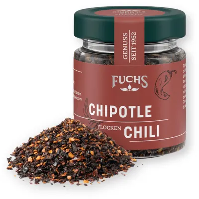 Produktbild von Chipotle Chili Flocken 40 g - Rauchige Jalapeños Gewürz Fuchs