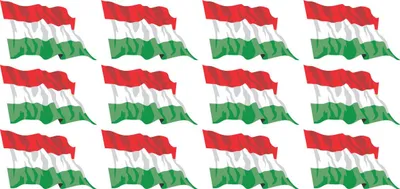 Produktbild von Mini Aufkleber Set - Pack wehend - 50x31mm - selbstklebender Sticker - Fahne - Ungarn - Flagge / Banner / Standarte fürs Auto, Büro, zu Hause und die Schule - 12 Stück