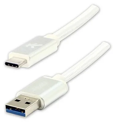 Image de Logo Câble USB (3.2 gen 1) USB A mâle - USB C mâle 2m blanc 5 Gbps, 5V/3A tresse nylon, h