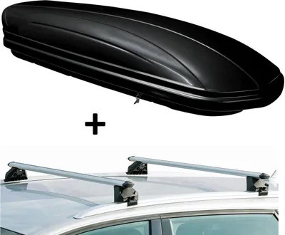 Produktbild von Skibox MAA460G schwarz glänzend + Alu Relingträger CRV107 kompatibel mit Mini Clubman 5 Türer ab 2016