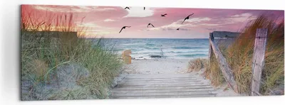 Produktbild von Bild auf Leinwand - Leinwandbild - Einteilig - Strand Sand Vögel - 160x50cm - Wand Bild - Wanddeko - Wandbilder - Leinwanddruck - Bilder - Wanddekoration - Leinwand bilder - Wandbild - AB160x50-4994