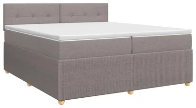 Image de vidaXL Lit boxspring avec matelas Taupe 200 x 200 cm Tissu