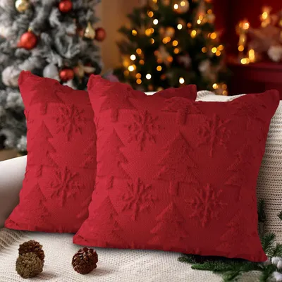 Weihnachtskissenbezüge 2er-Set 30x30 cm rot