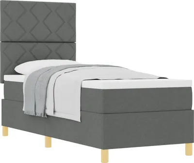 Productafbeelding van vidaXL Boxspringbed met hoofdeinde, donkergrijs, 80 x 200 cm, gestoffeerd