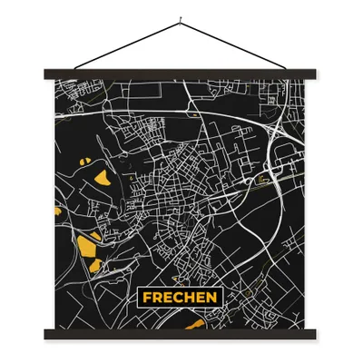 Produktbild von MuchoWow® Textilposter Gold - Deutschland - Karte - Stadtplan - Frechen 40x40 cm mit schwarzem Rahmen - Fotos