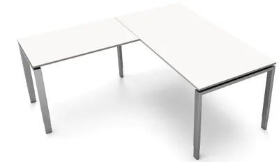 Produktbild von Kerkmann Schreibtisch 4139 Form 5 160x80x68-82 cm Vierfuß-Gestell höhenverstellbar mit Anbautisch Weiß