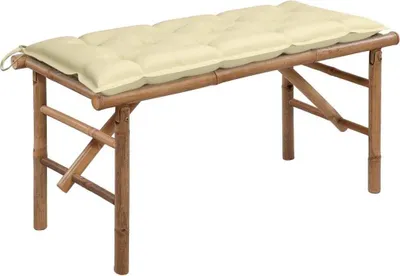 Immagine prodotto di The Living Store Panca da giardino pieghevole con cuscino 118 cm in bambù