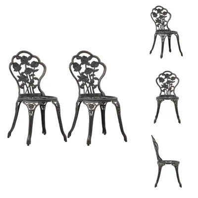 Produktbild von vidaXL Bistro-Stühle 2 Stk. Bronze Aluminiumguss - Gartenstühle