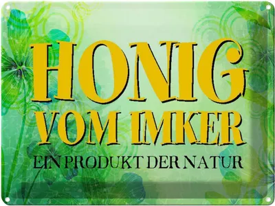 Produktbild von vianmo Blechschild 30x40 cm Honig Imker Produkt der Natur Hofladen Marktstand Laden Werbeschild