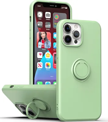 Produktbild von iPhone 13 Mini Handyhülle, Ring Halter Ständer Kratzfeste Weiche Silikon schutzhülle für iPhone 13 Mini Türkis