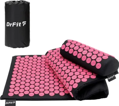 Zdjęcie produktu dla DrFit Mata długa do akupresury + poduszka różowe igły