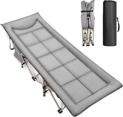 Imagen del producto de Cama de camping plegable, extra ancha, ideal como cama de invitados, soporta hasta 200 kg. Cama de camping plegable, perfecta para viajes, uso en interiores y exteriores, en la playa o en el jardín