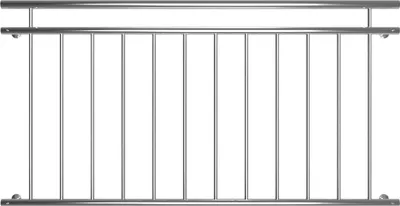 A stainless steel balcony railing or French balcony railing.