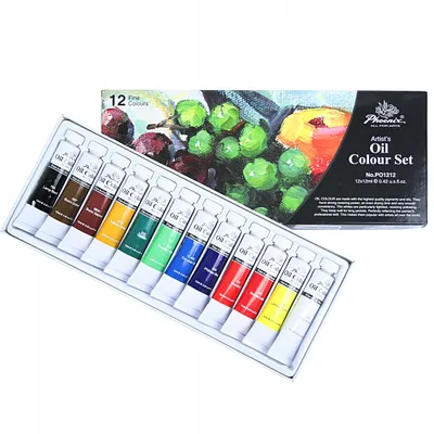 Zdjęcie produktu dla Farby Olejne Phoenix 12x12 ml Zestaw 12 kolorów dla Artystów do Malowania na Płótnie Papierze Drewnie