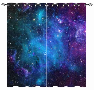 Galaxy Kinderzimmer Vorhänge mit Ösen – 2 Paneele B168xH137 cm