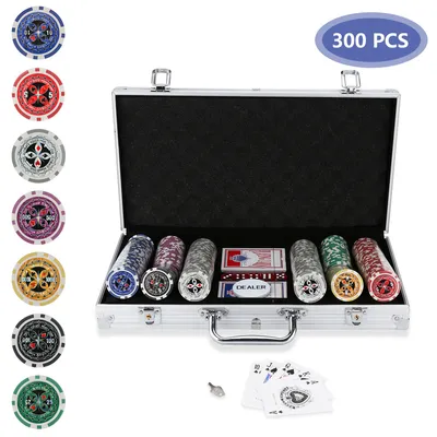 Immagine prodotto di TolleTour poker case laser poker chips poker 11,5 grammi, 2 carte, mazziere, 5 dadi, con custodia in alluminio argento case-300 chips