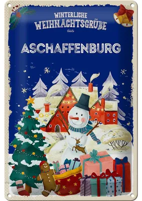 Produktbild von Blechschild Weihnachtsgrüße ASCHAFFENBURG 20x30cm
