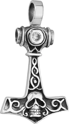 Produktbild von Original 925 Sterling Silber Ketten Anhänger Hammer Schwaze Zirkonia 7332