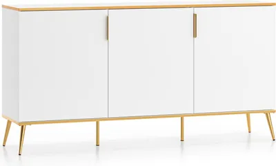 Image de FURNLUX Buffet Viterbo Blanc Et Or 170cm / Couleur principale : Blanc / Dimensions : 170 x 88 x 40 cm