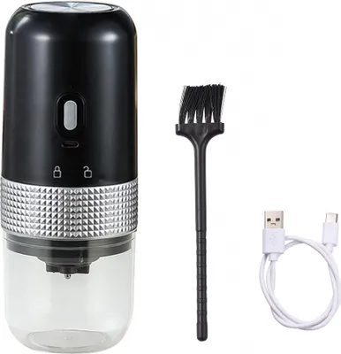 Produktbild von Tragbare elektrische Kaffeemuehle mit Mahlwerk, 13 W, 200 ml, USB wiederaufladbar, verstellbare Einstellung, kabellose Kaffeebohnenmuehle mit Reinigungsbuerste fuer Reisen, Camping, Buero, Haushalt