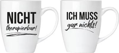 Immagine prodotto di BRUBAKER "Non è curabile! Non devo fare nulla!" Set di tazze in ceramica - biglietto d'auguri e confezione regalo