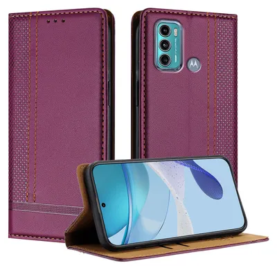 Produktbild von Handyhülle für Motorola Moto G60 Leder Flip Klappbare Schutzhülle mit Standfunktion Lila