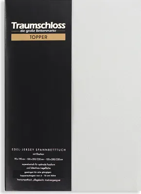 Produktbild von Traumschloss Topper Edel-Jersey Spannbettlaken 180-200 x 200-220 cm silber (hell) 165g/m², 95% gekämmte Mako Baumwolle, 5% Elasthan