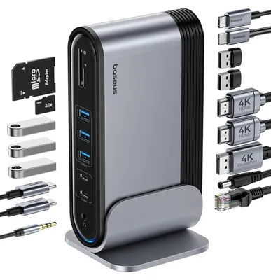 Image de Baseus, station d'accueil 17 en 1, 4K HDMI, USB-C, 100W PD