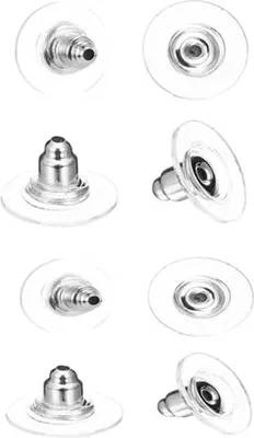 Produktbild von 100 Stück Silikon Ohrring Stopper Klar & Gummi Ohrstecker Verschluss Universal Ohrring Stecker Sicherheit Rücken für Damen