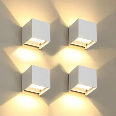 Zdjęcie produktu dla Ścienne lampy LED ‎FUPE, 12 W, 3000 K, ciepłe światło, IP65, 2 sztuki