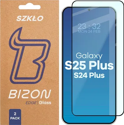 Produktbild von Gehärtetes Glas für Galaxy S25 Plus / S24 Plus, Bizon Glass Edge Duo, Schwarzer Rahmen, 2 Stück