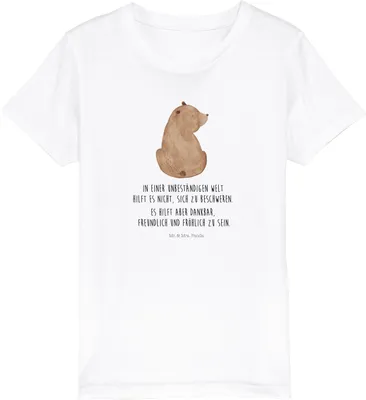 Produktbild von Mr. & Mrs. Panda Kleinkinder T-Shirt Bär Schulterblick 3-4 Jahre (98/104) - Weiß - Geschenk, Weisheit, Teddy, Kindershirt, Motivation, Bärenliebe, Bio Kinder, Mädchen