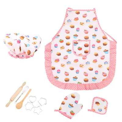 Produktbild von Chef Set for Kids,Kitchen Pretend Play Kit,Girl Chef Costume,Cooking Apron for Kid,Children Baking Set