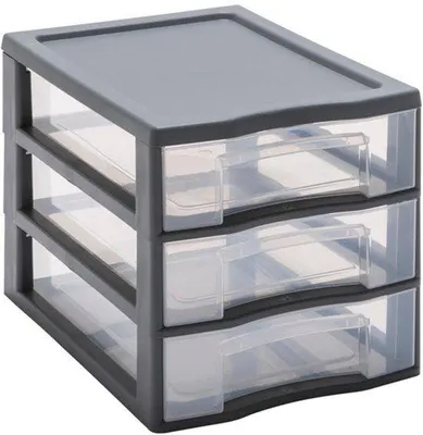 Productafbeelding van kunststof opbergtoren, 3 laden, A4, hoogte 25,5 cm