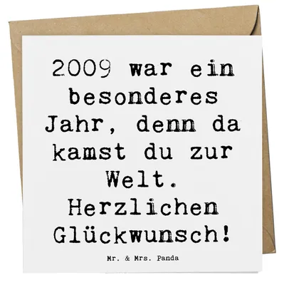 Produktbild von Mr. & Mrs. Panda Klappkarte Spruch 2009 Geburtstag - Weiß - Geschenk, besondere Jahr, Momente, du kamst zur Welt, anlasskarte, faltkarte, Erinnerungen, doppelkarte, Alter