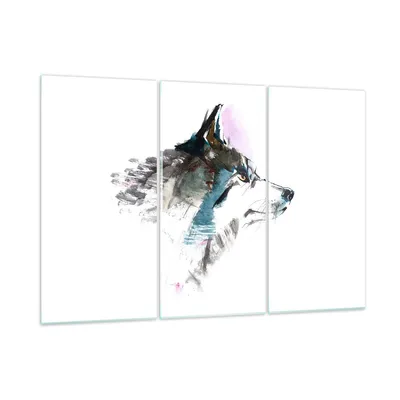 Produktbild von Bilder auf glas - Hund Illustration Fantasie - 105x70cm - Glasbilder - Wandbilder - Kunstdruck - zum Aufhängen bereit - Wanddekoration aus Glas - Glas Bilder - Wandbild auf Glas - GCE105x70-3100