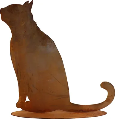Image de Décoration en métal chat assis en rouille noble