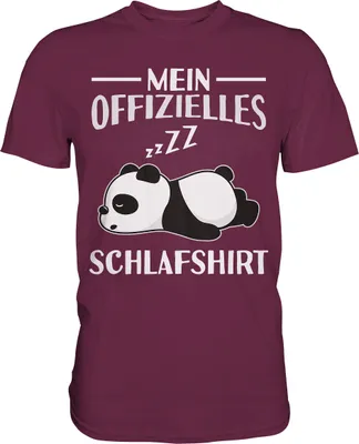 Produktbild von Offizielles Schlafshirt Nachthemd Schlafanzug Pyjama Panda T-Shirt – Burgundy / S