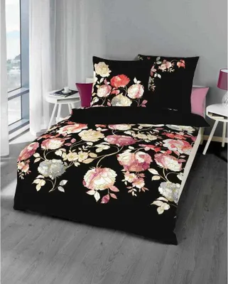 Produktbild von Kaeppel Mako-Satin Bettwäsche 155x220 cm + 80x80 cm Elysian Schwarz
