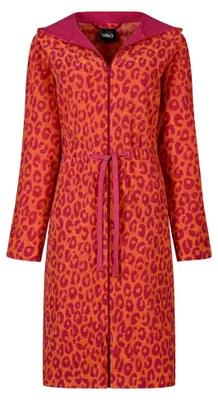 Produktbild von Kurzer Bademantel für Damen mit Kapuze im Two-Tone Leo Design in Pink