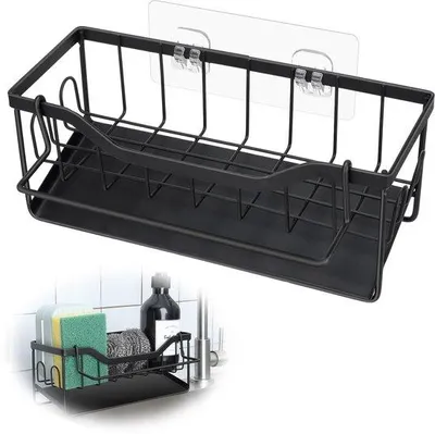 Immagine prodotto di Organizer da cucina con ripiano, portasciugamani, portaspugna, acciaio inossidabile, argento, compatto