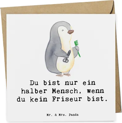 Produktbild von Mr. & Mrs. Panda Grußkarte Friseur Herz - Weiß - Geschenk, Coiffeur, Lustig, Frisör, Spruch, Glückwunschkarte, Friseursalon, faltkarte, Klappkarte, doppelkarte