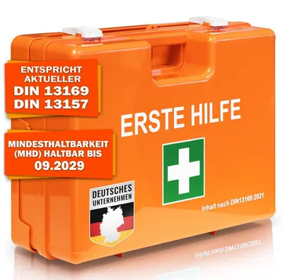 Produktbild von Erste-Hilfe-Kasten Verbandkasten - DIN 13157:2021 - Wandhalterung - Für 50 Personen - Betrieb