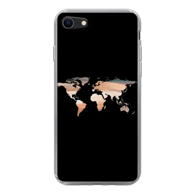 Produktbild von MuchoWow® Handyhülle Schutzhülle Hülle für iPhone SE 2020 Weltkarte - Farbe - Schwarz Silikon Softcase Handy Hülle - Kartenbesitzer