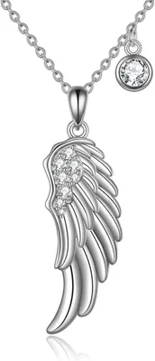 Image de VONALA 925 Pendentif en argent sterling ailes d'ange collier avec zirconium pour les femmes - cadeau